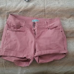 Pink "wax jean" shorts